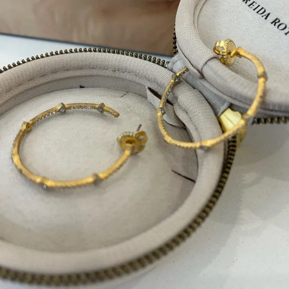 Freida Rothman pave arrow hoop earrings size medium - Picture 6 of 8